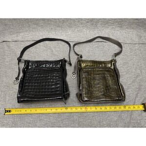 Two Brighton Shoulder Purses Lot Bulk Grey Brown Black